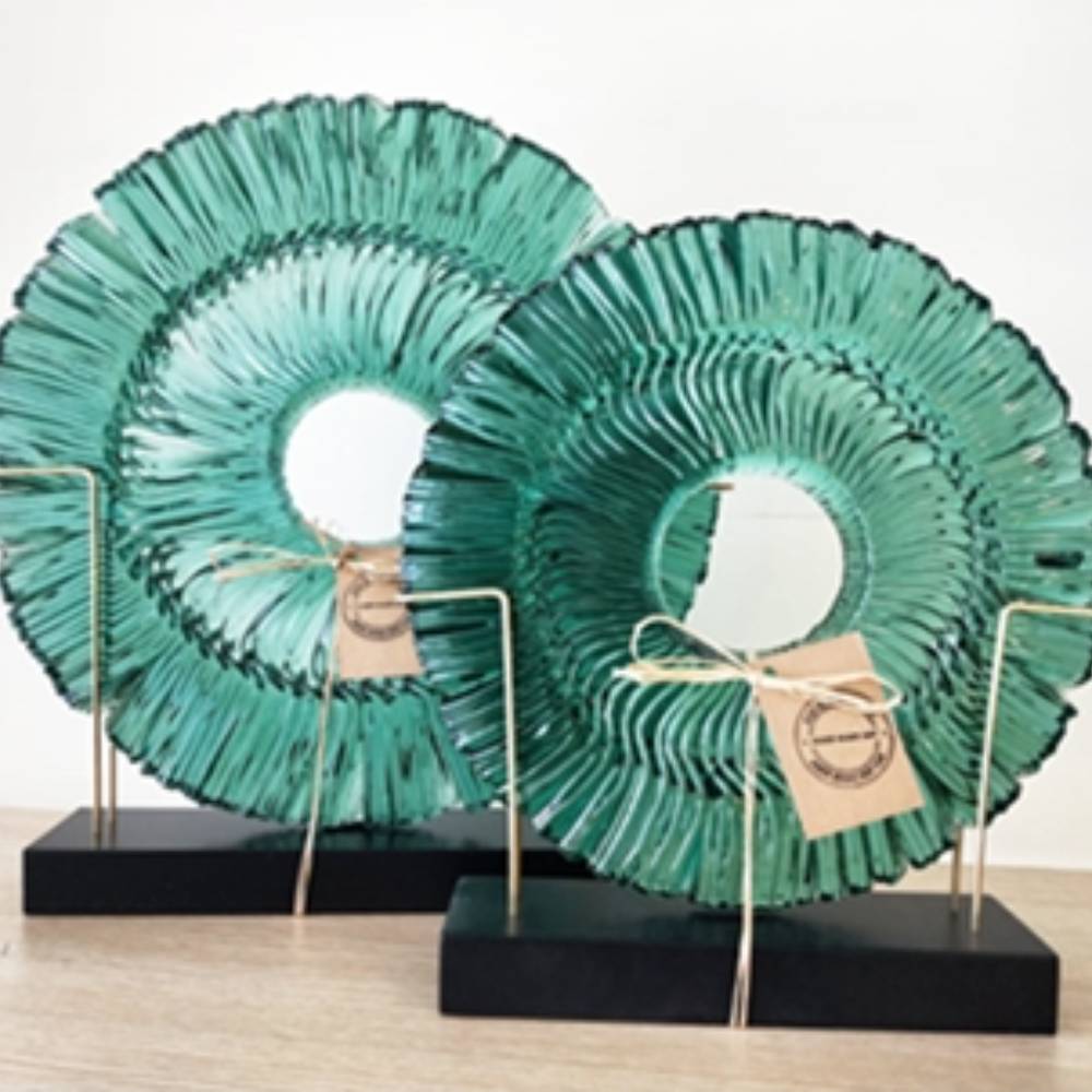 Dekoratif Füzyon Cam Nil Yeşili Disk Takımı 27&37cm K2470