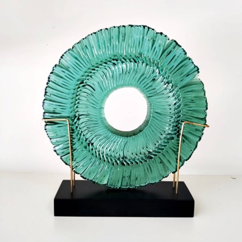 Dekoratif Füzyon Cam Disk Nil Yeşili 27cm K2466
