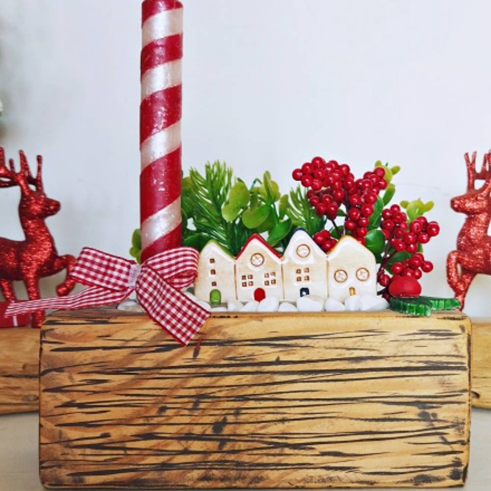 Seramik Evli Doğal Ağaç Mumluk K2746