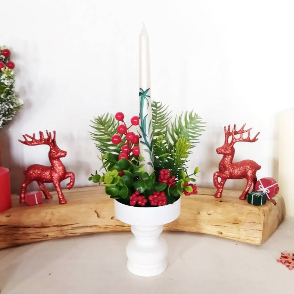 Metal Tabaklı Ahşap Mumluk K2156