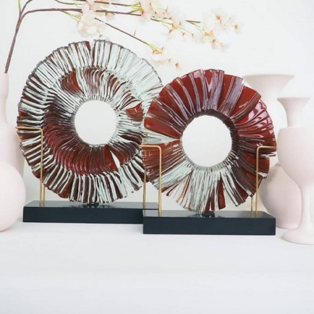 Dekoratif Füzyon Cam Disk Takımı 22&27cm K2536