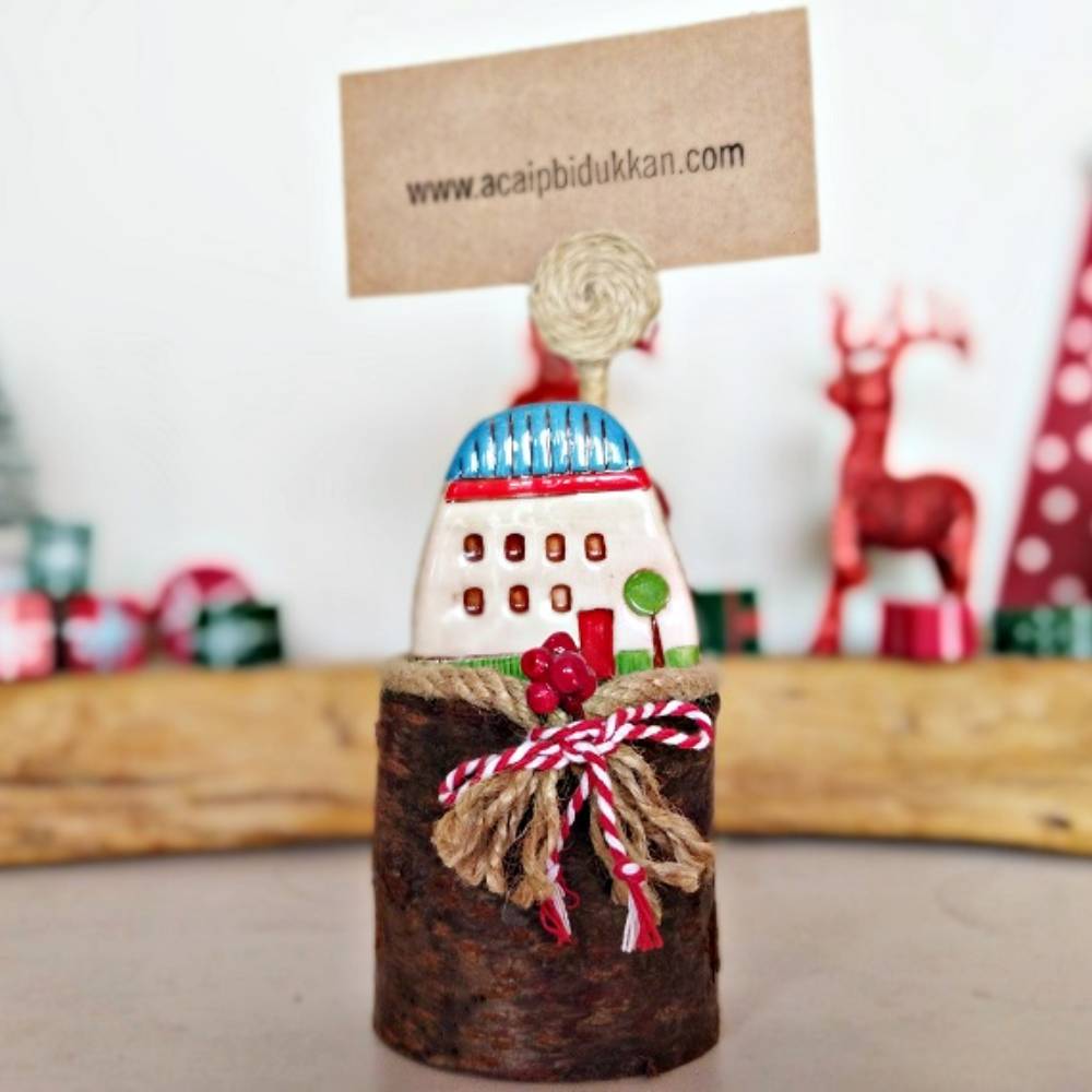 Seramik Evli Doğal Ağaç Foto & Not Tutucu K2653